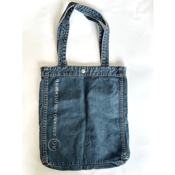 Ag Adriano Goldschmied Handbags - Adriano Goldschmied AG Denim Blue Jean Tote Shoulder Shopping Bag Snap Closure